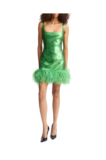 Sior feather-trimmed sequined mini dress