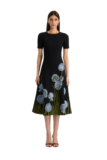 Allium jacquard knitted midi dress