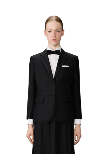 Piped wool-twill blazer 