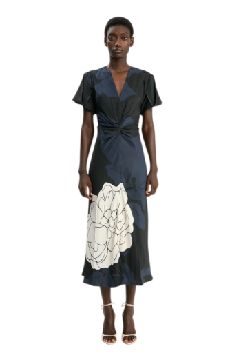 Printed satin maxi dress 