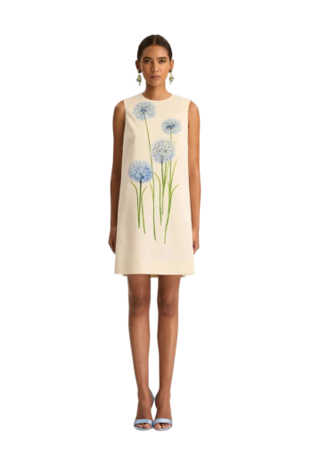 Allium printed wool-blend mini dress