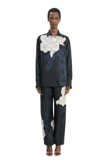 Printed satin pajama shirt 