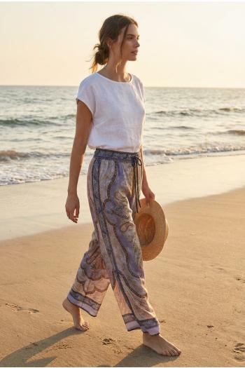 Wanterlust relax printed silk pants 