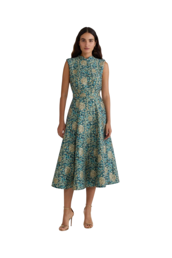 Flora borcade midi dress