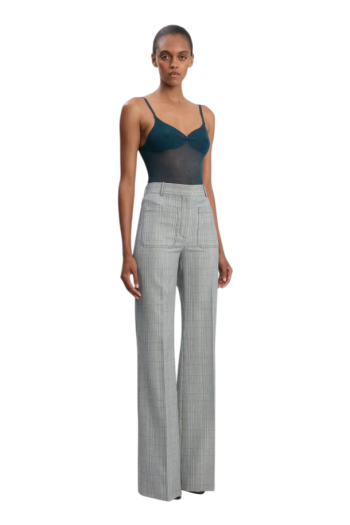 Alina Trouser In Blue-Grey Check