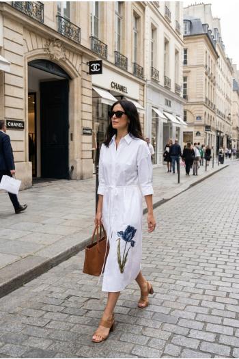 Embroidered cotton maxi dress 
