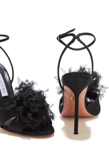 Poe'me 105 feather-embellished satin sandals 