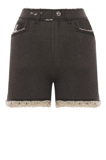 Fringed cashmere and cotton shorts 