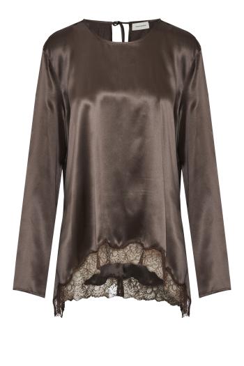 Lace-trimmed silk blouse 