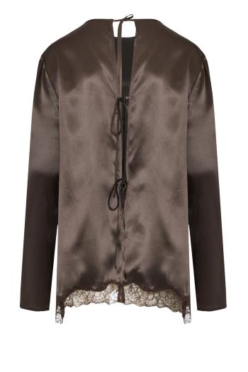 Lace-trimmed silk blouse 