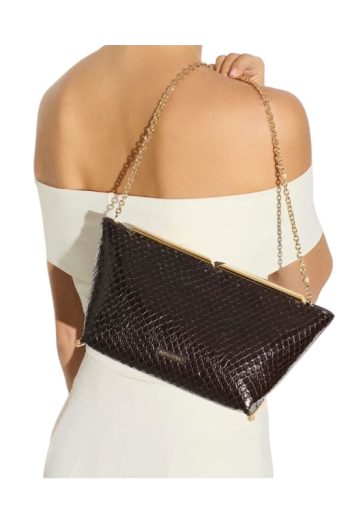 Galerie python-effect leather clutch
