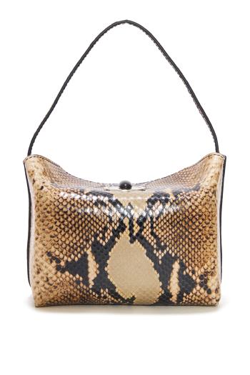 Turnlock mini python-effect leather shoulder bag 