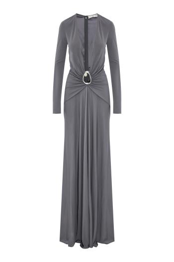 Orica crystal-embellished ruched jersey gown 