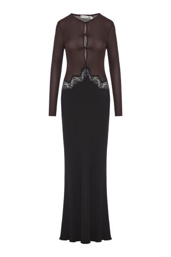 Open Twist Verner Lace Long Sleeve maxi Dress