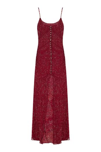 Embroidered pearl maxi dress 