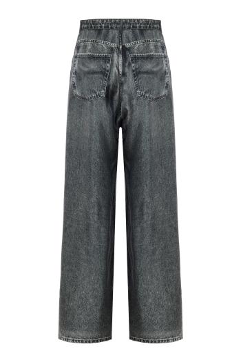 Aloe printed silk denim pants 