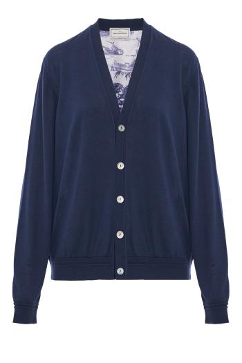 Printed silk and wool cardigan 