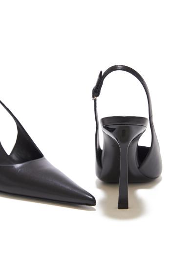 Victoria Stiletto Slingback 100 In Black Leather
