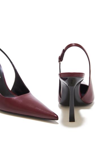 ictoria Stiletto Slingback 100 In Burgundy Leather