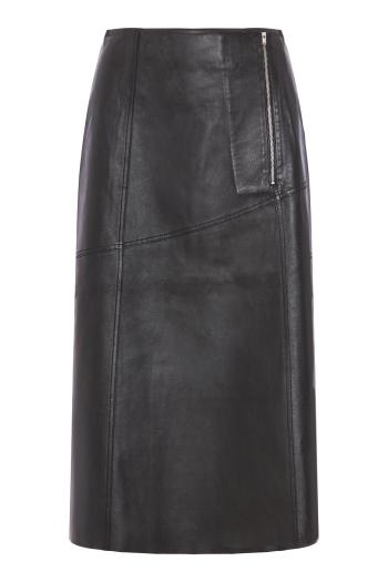 Paneled leather midi skirt 