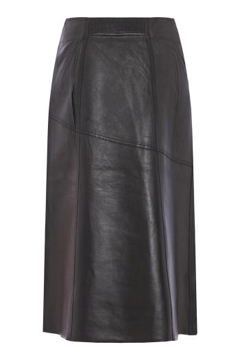 Paneled leather midi skirt 