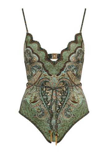Wanterlust Scalop 1PC Tapestry Teal multi swimsuit 