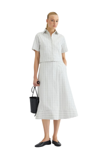 Cotton and silk midi skirt in grey 