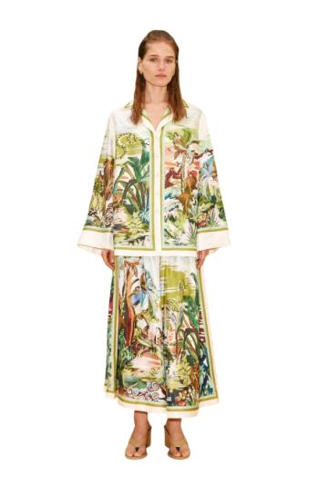 Jungle Boogie printed silk blouse in multicolor