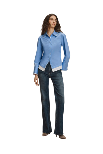 Bonnie cotton-blend shirt in cadet