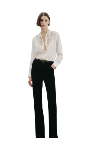 Zola lace and silk blouse in ivory 