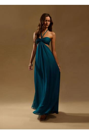 Meira chiffon gown in teal 