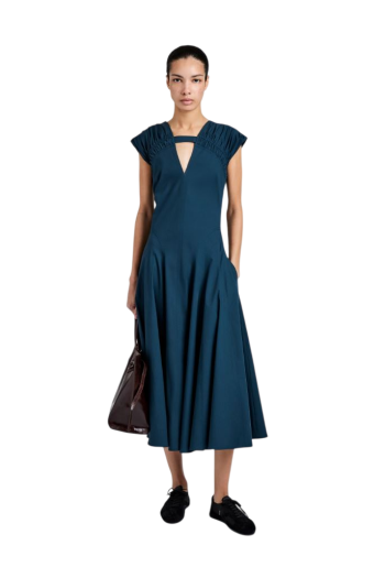 Manoela cotton-poplin midi dress in blue 