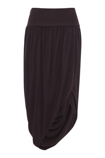 Twisted jersey midi skirt in brown 