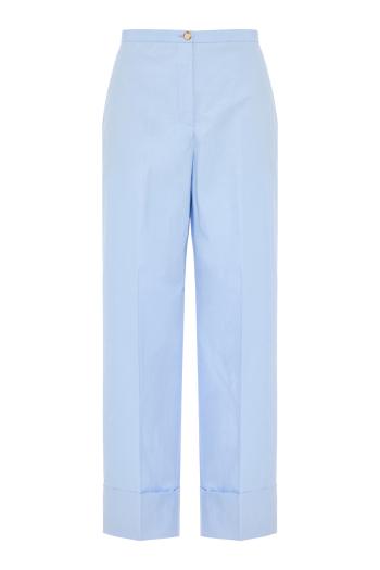 Cotton-poplin cropped pants in light blue 