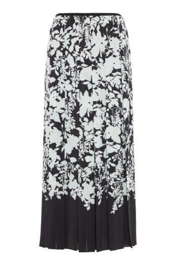 Plissé crepe midi skirt in black 