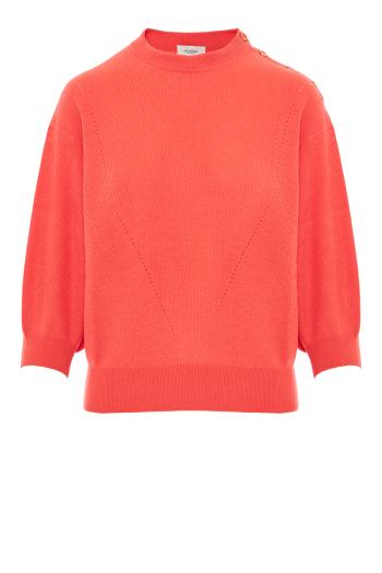 Embroidered cashmere and cotton sweater in sunset 