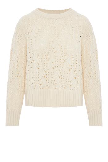 Knitted cashmere and cotton sweater in butter 