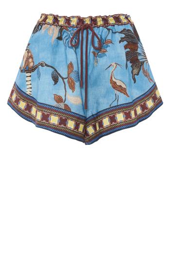 Georgie printed ramie shorts in blue