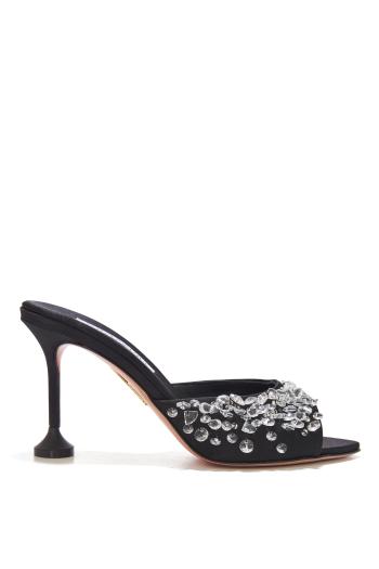 Bisous 85 crystal satin mules in black