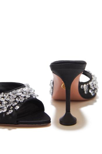 Bisous 85 crystal satin mules in black