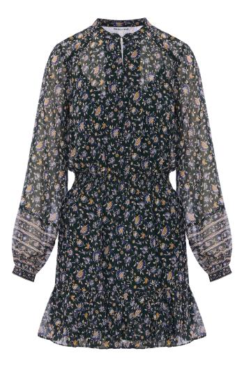 Mirabel Silk Mini Dresss in green - Floral A-Line Dress