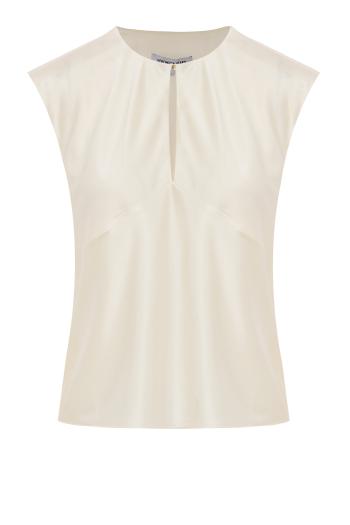 Sparrow Silk Blouse in dove - White Cap-Sleeve Blouse