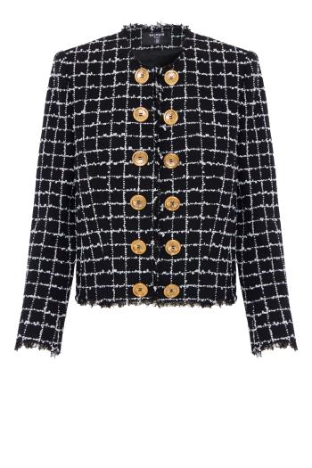 Cropped tweed jacket in black 