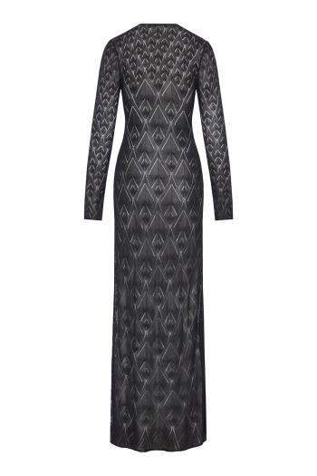 Long viscose maxi dress with geometric openwork