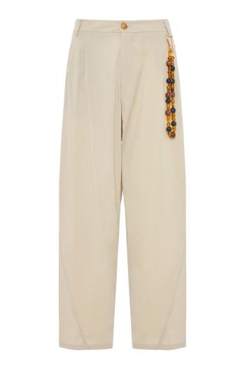Phebe cotton-blend wide-leg pants in beige 