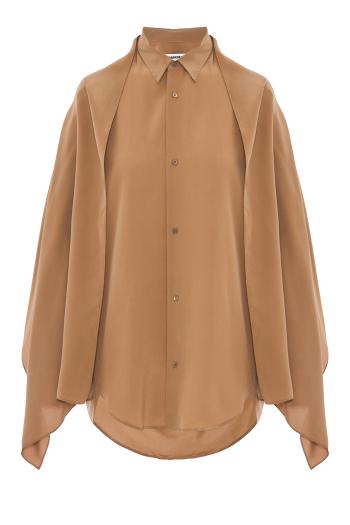 Goergia scarf-detailed silk blouse in tobacco 