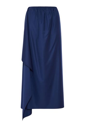 Tasmania draped wool midi skirt in pacific 