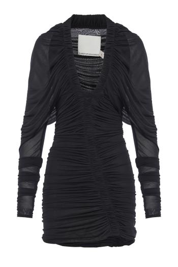 Orion micro ruched jersey mini dress in black 