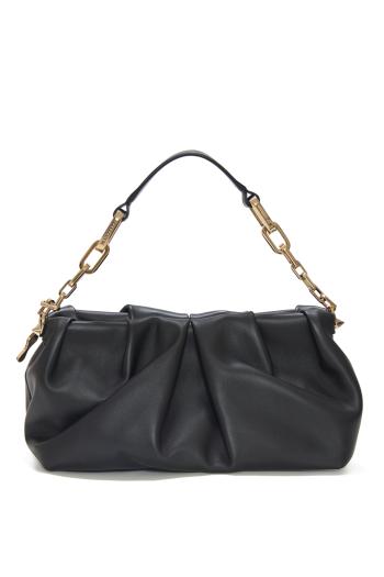Eva embellished leather shoulder bag in black 