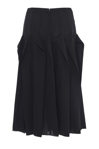 Pleated silk-chiffon midi skirt in black 